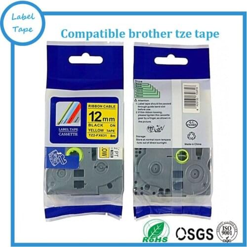 TZe FX631 12mm black on yellow TZ laminated Flexible tape cartridge for cable mark