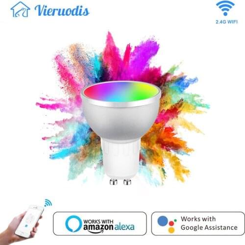 Smart LED Light Bulb GU10 Base WiFi Spotlight Multicolored LED Dimmable 5W LED Home Lighting RGBCW Color Voice Control Alexa