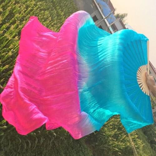 New Oriental Dancing 100% real Silk Bamboo Natural Fan Veils Stage Performance Props Silk Fans free shipping high quality