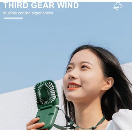 Foldable Ventilator Summer Air Cooling Neck Fan USB Rechargeable Wearable Fan Mute Sports Fans Foldable Lazy Bracket Fan