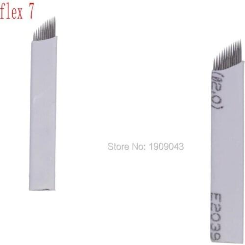 High Quality 100Pcs/lot Permanent Makeup Needles Eyebrow Microblading Manual Bevel Blades 7 Pins for Tattoo Machine and Pen