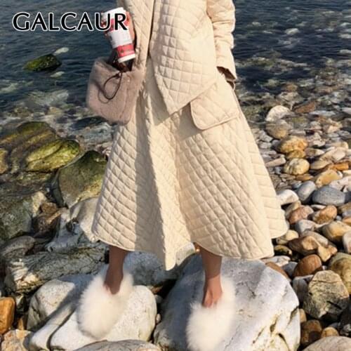 GALCAUR Designer Cotton Skirt For Women High Waist Loose Plaid Patchwork Pockets Casual Mid Skirts Female 2021 Autumn Clothing