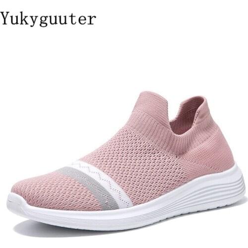 Woman Sports Running Shoes Flats Outdoor Sneakers Mesh Summer Breathable Lightweight Athletic Women Slip On Platform