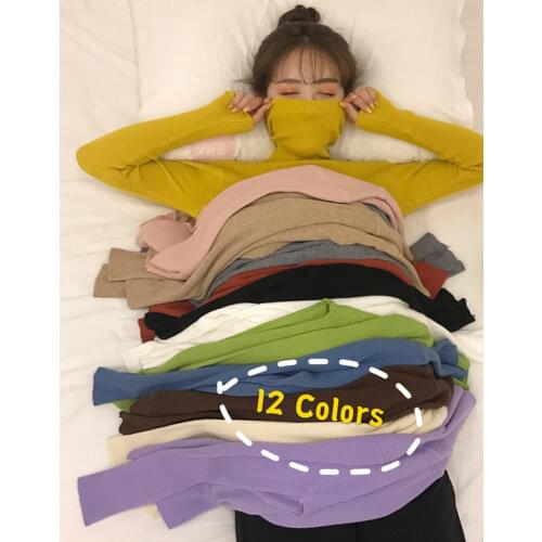 Women Sweaters 2020 Women Autumn Winter Tops Korean Slim Ladies Pullover Knitted Sweater Jumper Soft Warm Pull Femme 12 Colors