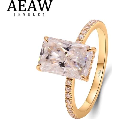 D Color VVS1 Radaint Cut 3.0carat Moissanite Engagement Halo Ring 14K Yellow Soild Gold Moissanite Diamond Rings for Women