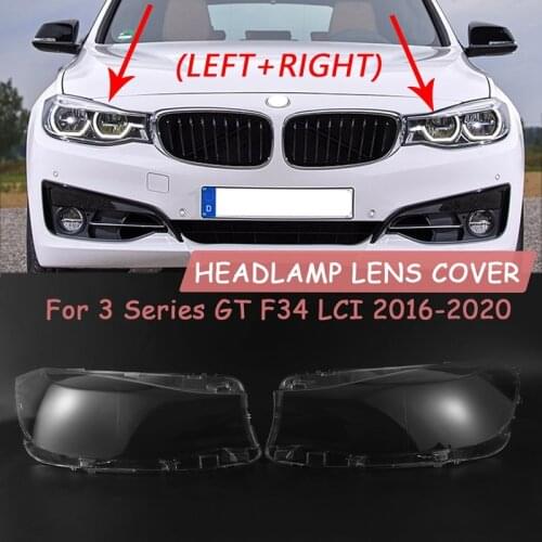 1 Pair for-BMW 3 Series GT F34 LCI 2016-2020 Car Headlight Lens Cover Transparent Lampshade Shell Glass Left+Right