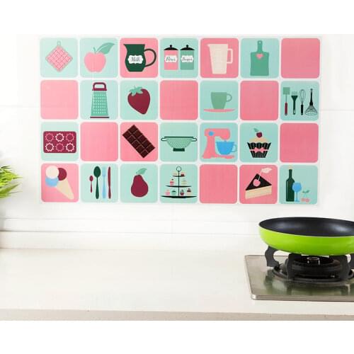 1pcs Kitchen Oil-proof Waterproof Wall Stickers Self-Adhesive Aluminum Foil Kitchen Stove Cabinet Tile Wall Decoration Stickers