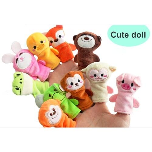 10pcs/set Finger Puppets Animal Plush 7cm/2.95in Kids Gift Children Toy Party gift Fun Monkey Pig Rabbit Bunny Duck Bear Cute