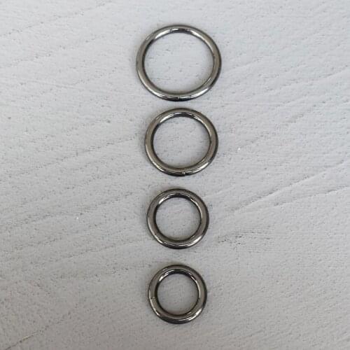 100 Pcs 15/20/25/30mm Gun Black O Ring Metal Buckle for Strap Dog Chain Webbing Snap Clasps Purse Bag Handle Connector Leather