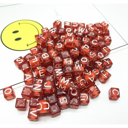 100pcs/lot 6mm Acrylic Spacer Beads Letter Beads Square Alphabet Beads For Jewelry Making DIY Handmade Accessories#06