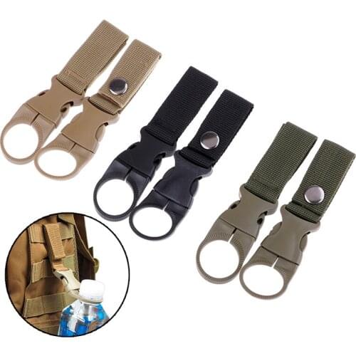 2pcs Water Bottle Holder Clip Multifunction Water Bottle Nylon Webbing Buckle Hook Climbing Carabiner Belt Backpack Hanger Hooks