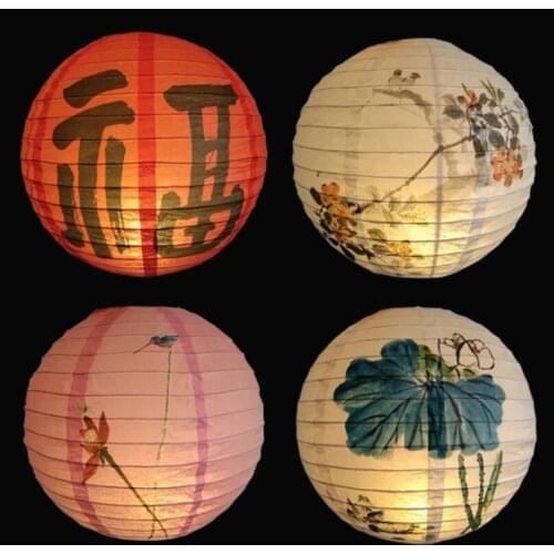 2pcs/lot 12" 30cm Flower Paper Lanterns Chinese Japanese Festival Retro Paper Lantern Balls Wedding Birthday Party Decoration