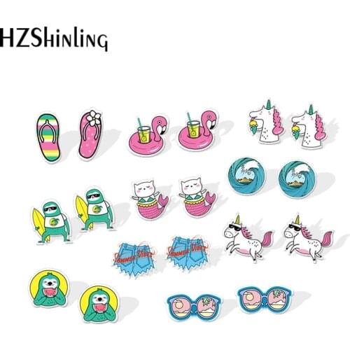 2020 New Hello Summer Stud Earring Funny Sloth Acrylic Earring Handmade Jewelry Epoxy Resin Earrings