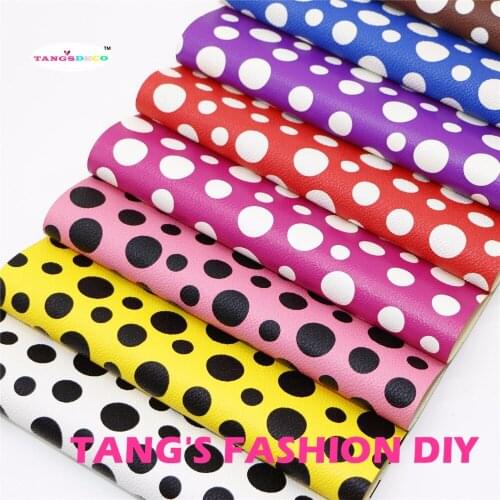27pcs--20x22cm DIY Hair Bow Material Small With Big Dots Printed Synthetic Faux PU Leather