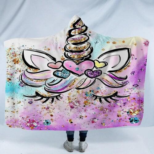 Custom 3D Cute Unicorn Pink Blanket Coral Fleece Psychedelic Hoodie Blankets For Kids Adults Sofa TV Throw Blanket Dropship