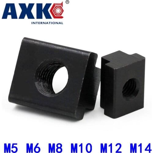 5Pcs M5 M6 M8 M10 M12 M14 DIN508 Black Oxide Finish Grade 8.8 Carbon Steel T-Slot Nut Tapped Through Slot T-nuts Furniture HW113