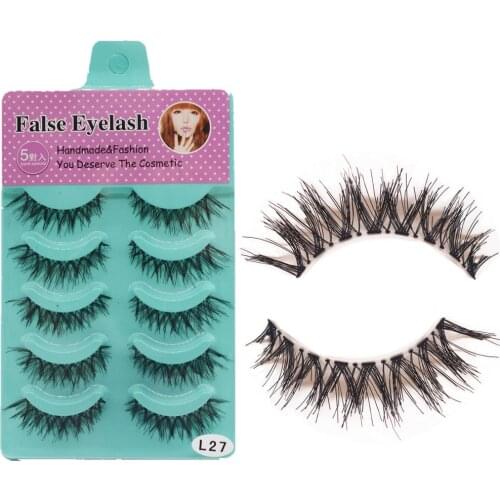 60set/lot 5Pairs/set Synthetic Fiber Cross Messy Nude False Eyelash Transparent Terrier Eyelash Extensions Makeup HA1880