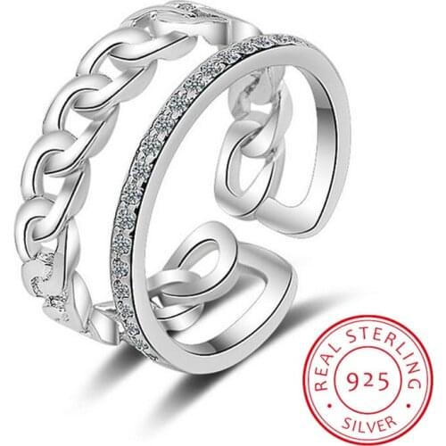925 Sterling Silver Open Size Adjustable Silver Rings Party 925 Silver Ring Jewelry for women