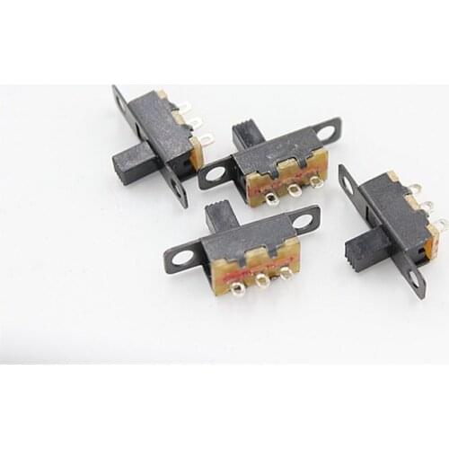 Free Shipping 50pcs 2 Position 1P2T SPDT Panel Mini Vertical Slide Switch Solder Lug SS-12F15G5