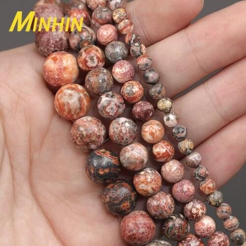 MINHIN Natural Stone Leopard Skin Jaspers Round Loose Beads For Jewelry Making 4/6/8/10MM DIY Charms Bracelet Accessories