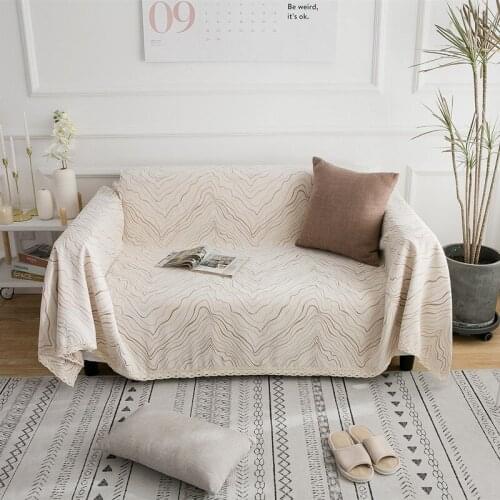 Nordic Wave Sofa Cover Towel Blanket Beige Thick Chenille Geometric Furniture Couch Dust Slipcovers For Living Room Home Decor