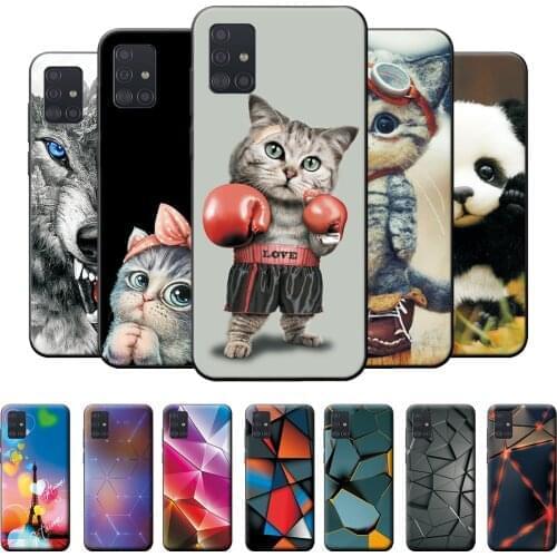 For Samsung Galaxy A51 Case 6.5 inch Soft Silicone Back Cover Bags For Samsung A51 Scenery Wolf Case Bumper For Samsung A51 A 51