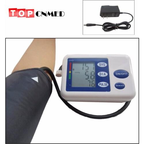 LCD Screen Digital Memory Arm Blood Pressure Monitor Heart Beat Meter For Personal Health Care + Carring Bag + AC-DC adapter