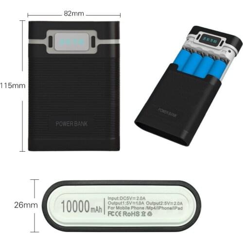 Hot sale DIY 5V Dual USB 4pcs 18650 Power Bank Battery Box Mobile Phone Charger Shell Case For Iphone Xiaomi Drop shipping