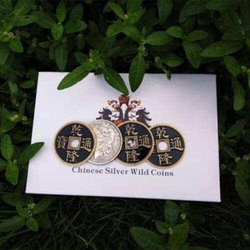 Chinese Silver Wild Coins Magic Tricks Close Up Three to One Coin Change Magia Illusions Gimmick Prop Appear Vanish FISM hot