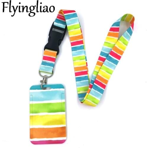 Colorful Rainbow Pattern Credit Card ID Holder Bag Student Women Travel Bank Bus Business Card Cover Badge Accessories Gifts