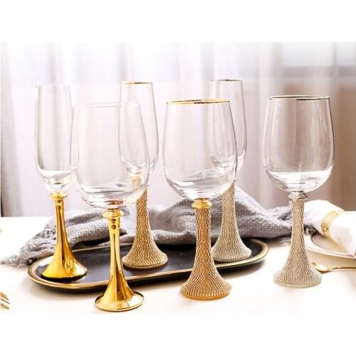 Creative Glass with Diamond Wine Glass Crystal Tall Wine Glass Champagne Glass Home Restaurant Wine Glass Party Banquet Glass