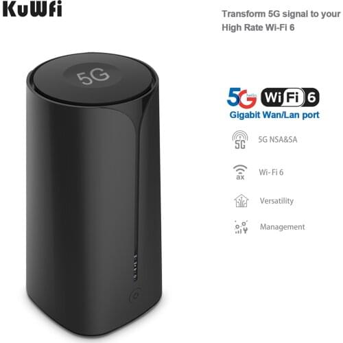 KuWFI 5G CPE Router 4G/5G SIM Card WiFi-6 Router System Dual-Band NSA/SA WiFi Modem for 5G Network Up to 3.0Gbps