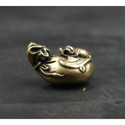 Small Curio Chinese Fengshui Pure Bronze Lovable Wallet Statue