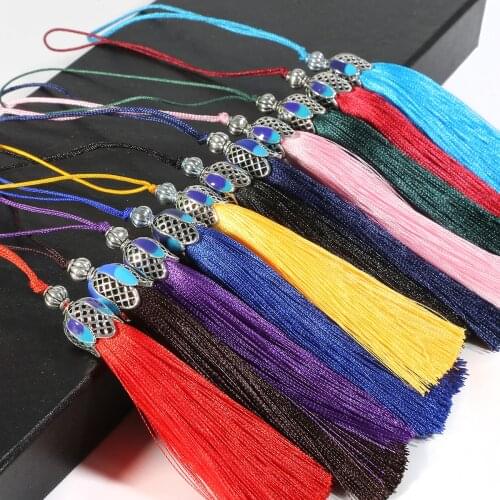 2Pcs Metal Caps Tassel Fringe Pendant DIY Material Polyester Cord Party Tassel Trim Curtains Decor Tassels Ribbon Accessories