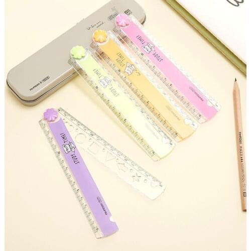 30 CM Kawaii Cute Kawaii Study Time Folding Ruler Multifunction DIY Drawing Rulers For Kids Students Office School Stationery