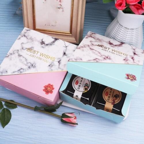 Marble Printing Kawaii Paperboard Macaron Boxes Muffin Packaging Christmas Gifts Cake Biscuit Desserts Holsers Casamento Decor