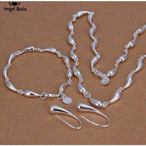 Wholesale High Quality 925 Sterling Silver Fashion Jewelry Necklace Flower Bracelet Earrings Drop Shipping