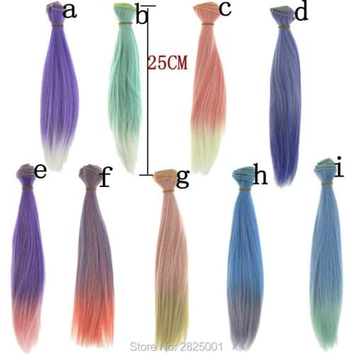 1 Pcs 25cm*100cm BJD Doll Wig Rainbow Color Pink Green Blue Wigs 1/3 1/4 1/6 DIY Doll Straight Hairs for Barbie Doll Accessories