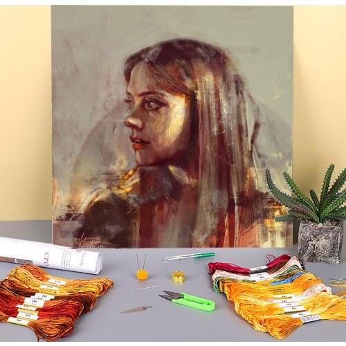 Portrait Remember Me... Printed Fabric 11CT Cross Stitch Kit DIY Embroidery DMC Threads Handmade Sewing Hobby Magic