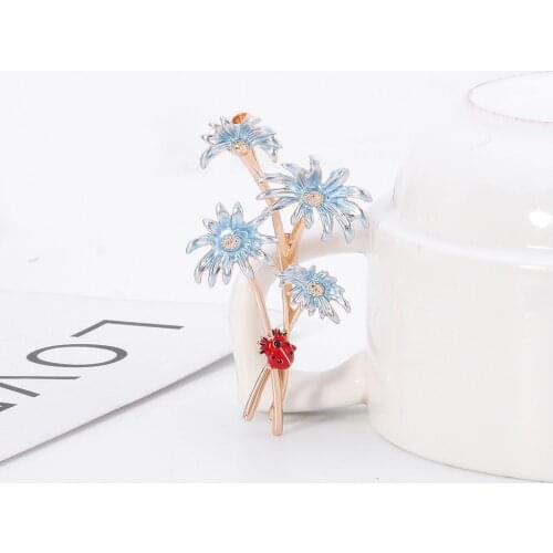 Enamel Daisy Flower Brooches For Women Weddings Banquet Office Brooch Pins Gifts