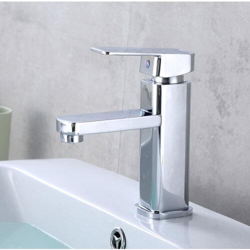 Single hole wash basin hot and cold water faucet square basin bathroom cabinet mixer