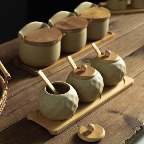 Japanese-style ceramic spice jar kitchen chopstick holder oil jar household light luxury seasoning pot 3-piece set CN(Origin)