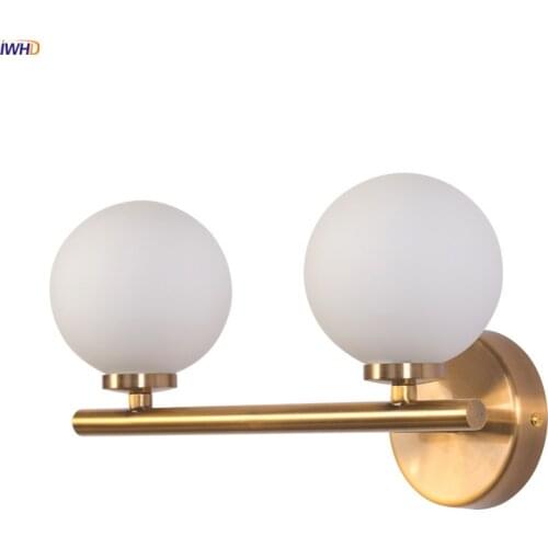 IWHD Nordic Glass Ball LED Wall Lights For Home Lighting Bathroom Mirror Light Modern Wall Lamp Sconce Applique Murale Luminaire