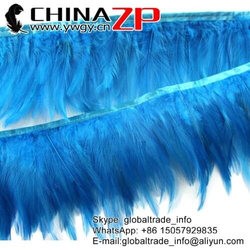 Leading Supplier CHINAZP Factory Exporting Good Quality Dyed Blue Rooster Chicken Neck Hackle Feathers Trim Fringe