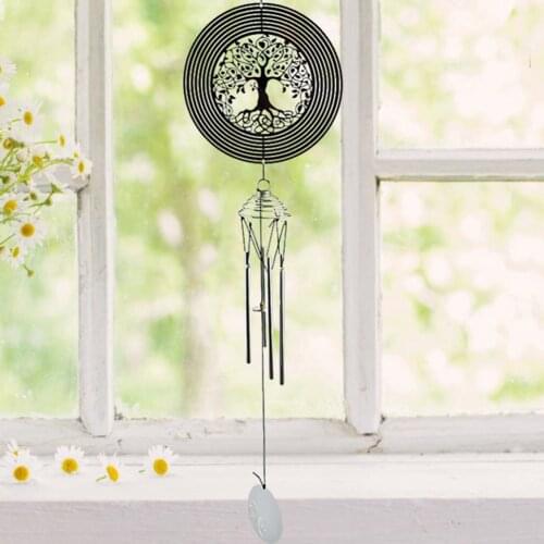 Life Tree Hanging Drops Metal Spiral Wind Chime Pendant Chandelier Decoration Home Outdoor Garden Yard Decortion