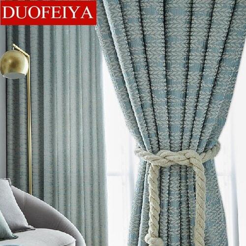 Japan and South Korea Simple High Blackout Curtains Finished Custom Embroidered Curtains for Living Dining Room Bedroom