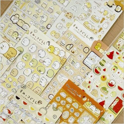 Japan Style Cartoon Sumikko Gurashi Friend Dinner Sushi Bronzing Diary Decoration PVC Stickers DIY Scrapbook Stationery Stickers