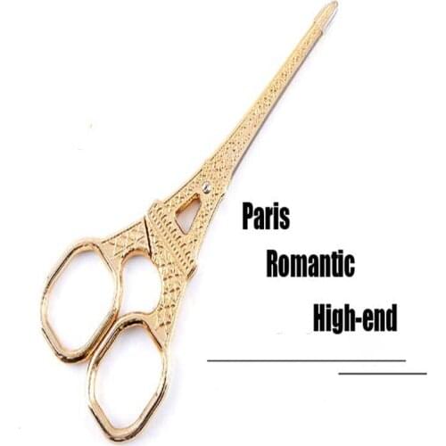 13.3cm Golden Sewing Scissors Ciseaux Coudre Eiffel Tower Shaped Tailor Scissors For Fabric Household Tools CP0369