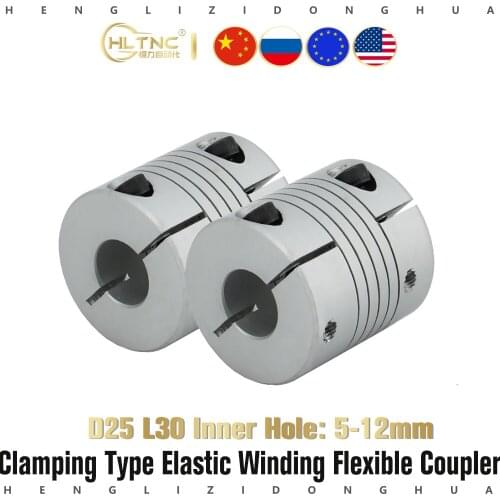 1pcs D25 L30 5/6/6.35/8/10/12mm CNC Flexible Elastic Clamping Coupling Shaft Coupler Stepper Motor Connector Jaw Aluminum Alloy