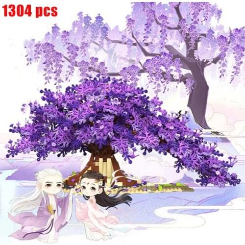 New 1304pcs classic movie street scene Buddha bell flower building block building model childrens toy gift